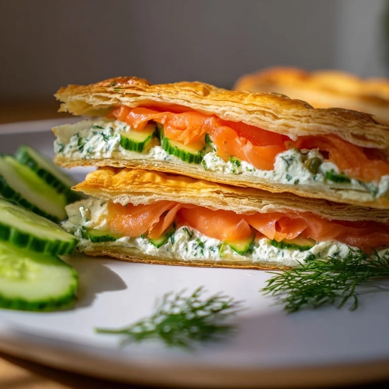 Elegant Étoiles Filantes Assiette de Fin d'Année: flaky, golden pastry stars with salmon and herbed cream cheese.