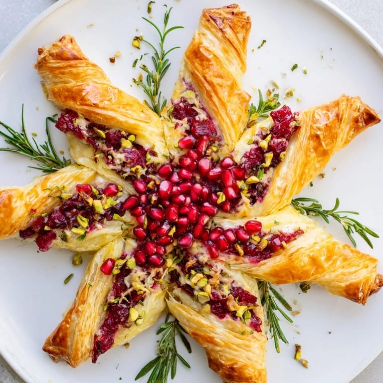 A beautifully arranged Cranberry Christmas Star, radiating crimson cranberries amidst creamy cheese, perfect for holiday feasts.