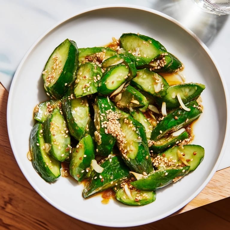 This quick Cucumber Shaker recipe shows off smashed cucumbers marinated in a flavorful sauce.
