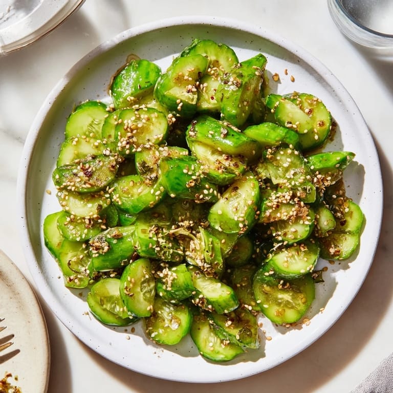 Tangy and refreshing Cucumber Shaker salad, perfect for a vegan appetizer or a light side dish.