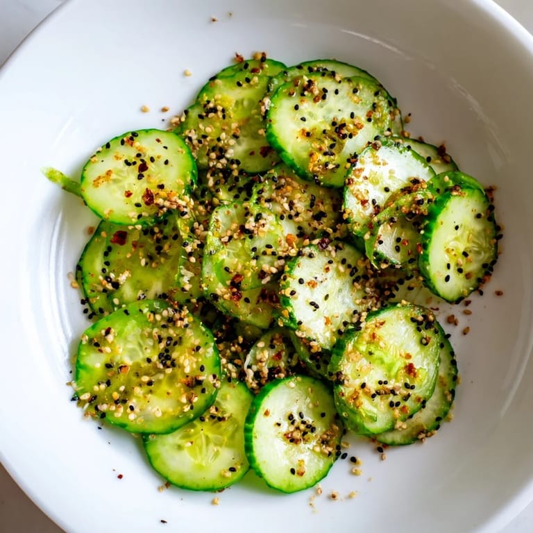 Freshly made Cucumber Shaker featuring the bold flavors of everything bagel seasoning, a simple, delicious snack.