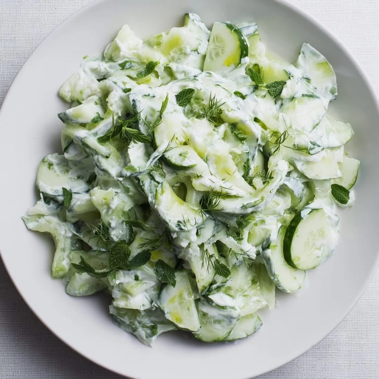 Cool, refreshing cucumber and Greek yogurt Tzatziki Salad, perfect as a light lunch.