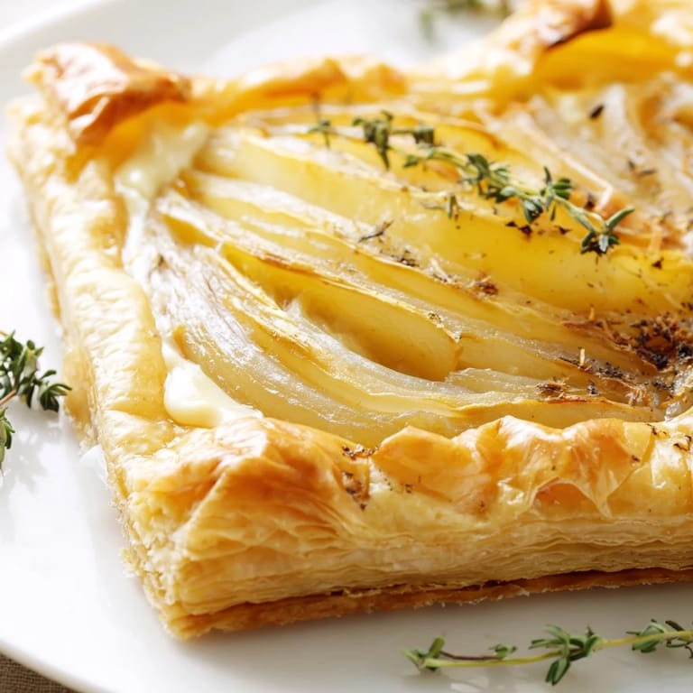 Enjoy a slice of the rustic Caramelized Onion Tart, filled with fragrant caramelized onions.