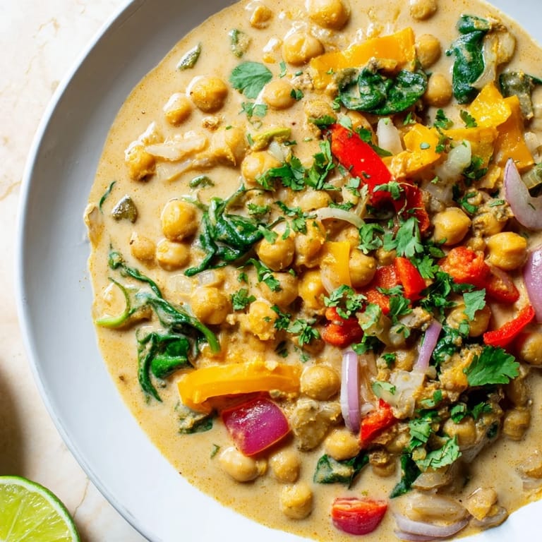Hearty and flavorful Chickpea Curry: a warm, spiced stew, perfect for a cozy weeknight dinner.