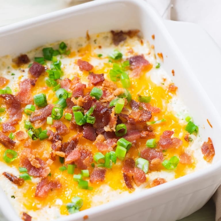 This Cheesy Bacon Ranch Dip features melted cheddar, crispy bacon, and creamy goodness, ready to be devoured.