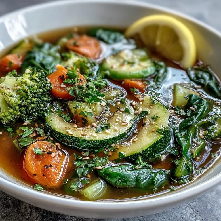 Steaming Collagen-Boosting Broth Bowl with tender vegetables, perfect for a healthy lunch.