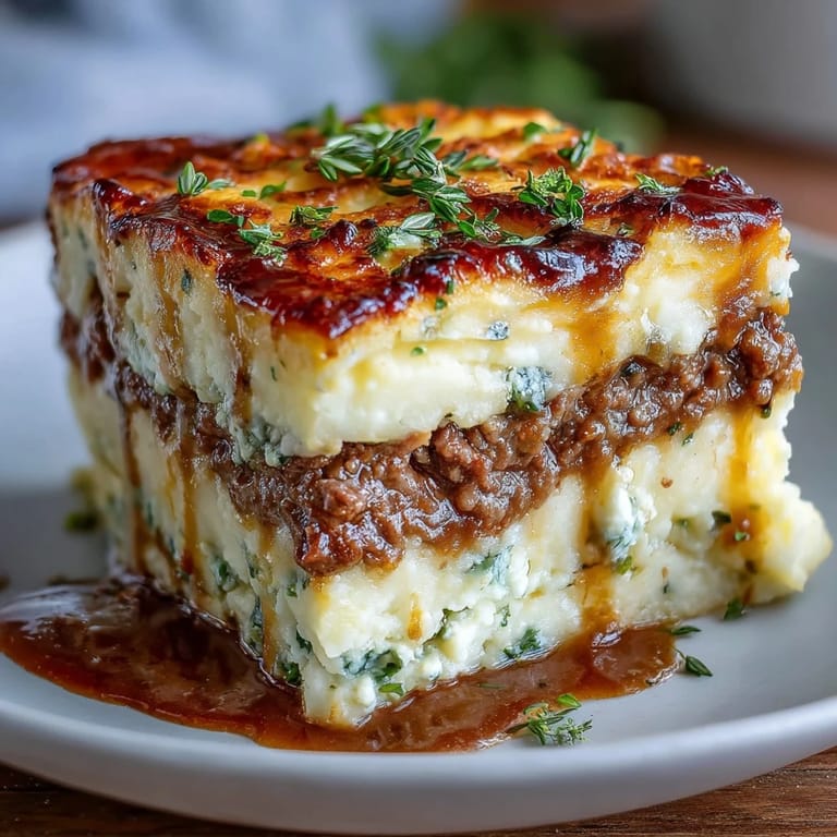 Fluffy, low-carb cauliflower mash crowns a savory British shepherds pie, with tender lamb, carrots, and peas baked to perfection in a cozy family meal.