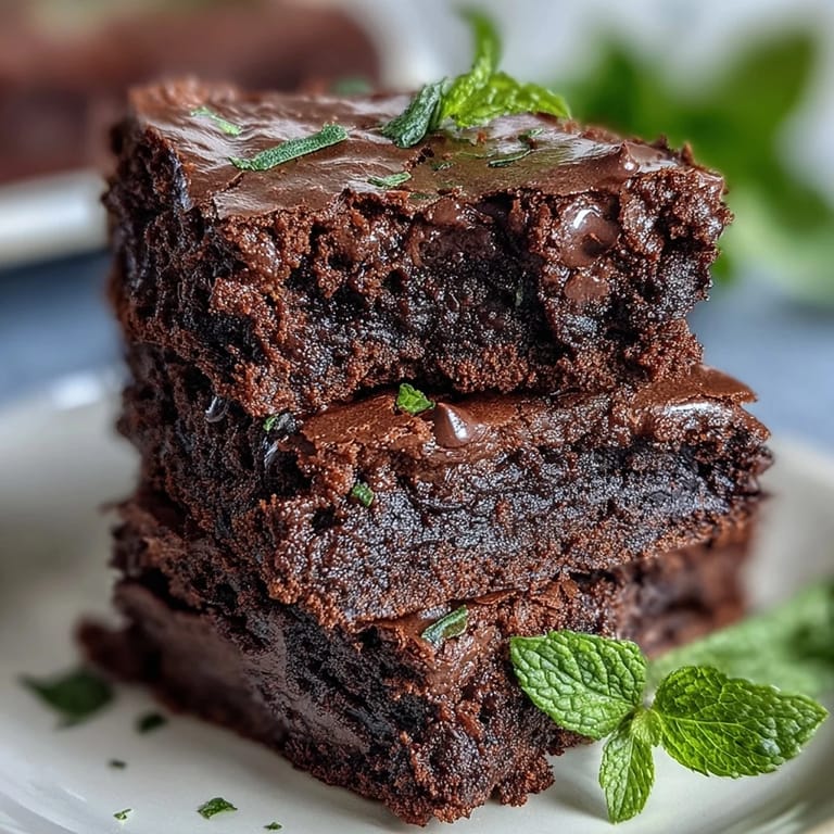 3. Bite-sized chocolate mint brownies with vibrant green color, topped with extra chocolate chips for a sweet finish.