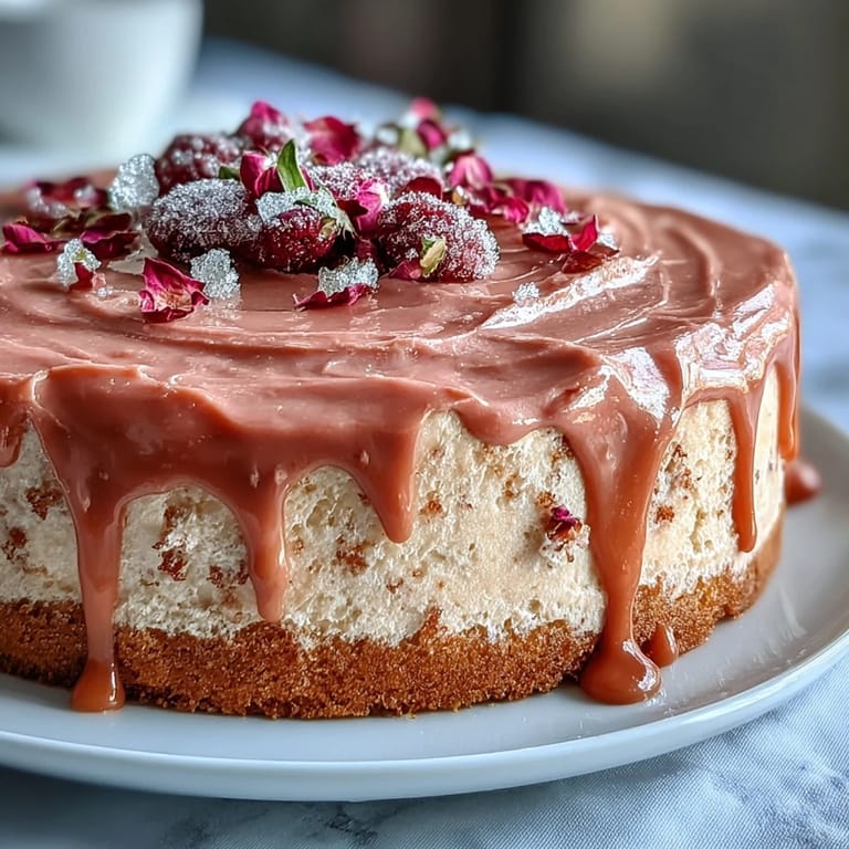 Luxurious Bridal Shower Rosé Velvet Cake featuring a decadent white chocolate gold drip.